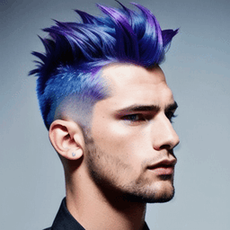 Mohawk Blue & Purple Hairstyle AI avatar/profile picture for men